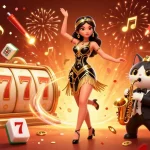 Experience thrilling wins with slot depo 5k in a vibrant, festive 3D casino scene.