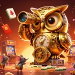 Experience the thrilling SV66 casino atmosphere with a vibrant golden owl scanning slot machines.