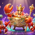 Engage with vibrant lottery games at red888, featuring a golden crab emperor and dynamic elements.