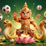 Engage with red888 and its vibrant gaming scene featuring a Thai guardian, sports elements, and dynamic visuals.