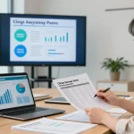 Explore ccl rates 2026 with a professional analyzing energy bills and sustainability strategies in a bright office