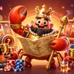 Slot yang menarik dengan kepiting emas sebagai karakter utama dan simbol buah berkilau.