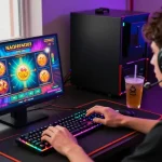 Gambaran NAGAHITAM303 daftar dengan pemain menikmati slot online dalam suasana yang menyenangkan.