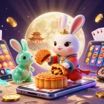Experience gaming excitement with mpofafa on a lunar scene featuring moon rabbits and poker chips.